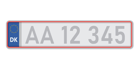 Car number plate . Vehicle registration license of Denmark