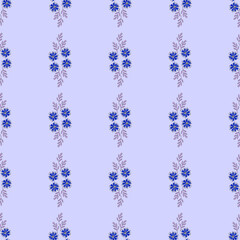 Vector seamless pattern with floral, repeating element. Pattern with a blue flower on a blue background. Use in textiles, clothing, wallpaper, design, baby backgrounds, wrapping paper.