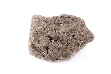 macro pyrite stone on a white background