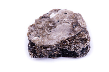 macro mineral stone heulandite on a white background