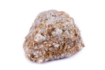 stone macro mineral arsenopyrite on a white background