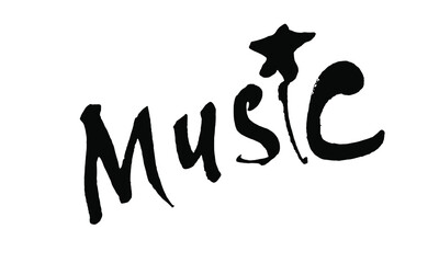 "Music" word lettering. Vector illustration