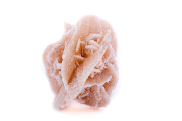 Macro mineral stone Rose winds on a white background