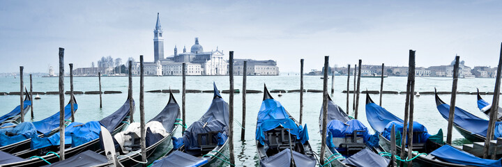 Venice gondolas panorama, Italy - obrazy, fototapety, plakaty