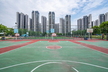 Naklejka premium Basketball court in Nansha Children's Park, Guangzhou, China