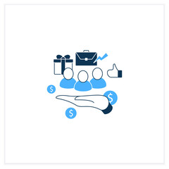 Supporting workers flat icon. Supporting unpaid care workers. Caring about employees. Universal basic income concept. Vector illustration