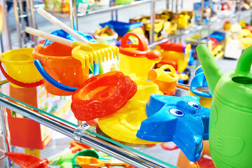 Sand toys in toy store