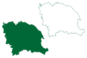 Kottayam district (Kerala State, Republic of India) map vector illustration, scribble sketch Kottayam map