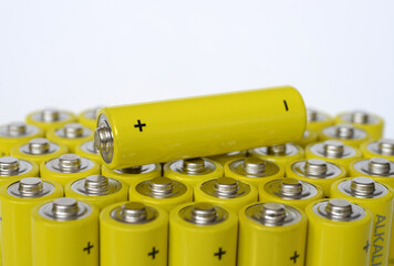 Group of yellow batteries AA