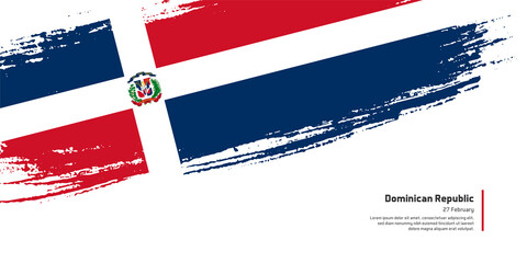 Creative hand drawing brush flag of Dominican Republic country for special independence day