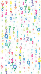 Falling colorful orderly numbers. Math study concept with flying digits. Good-looking back to school mathematics banner on white background. Falling numbers vector illustration.
