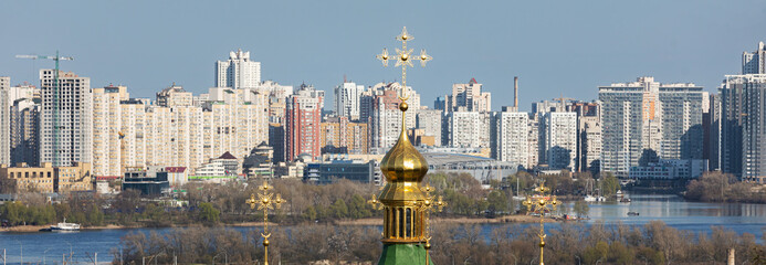 View of Vydubychi Monastery in Kyiv, Ukraine