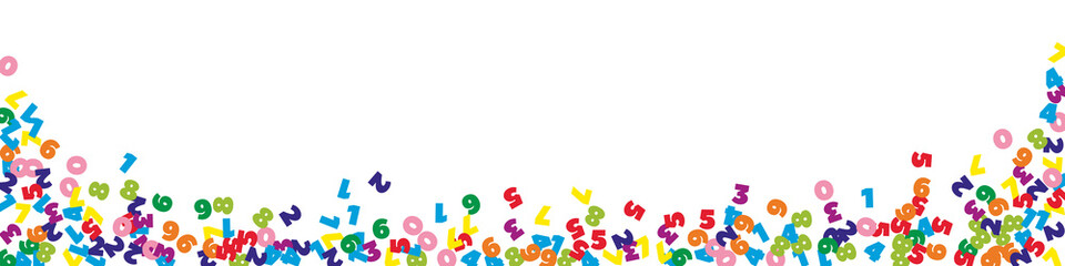 Falling colorful numbers. Math study concept with flying digits. Modern back to school mathematics banner on white background. Falling numbers vector illustration.