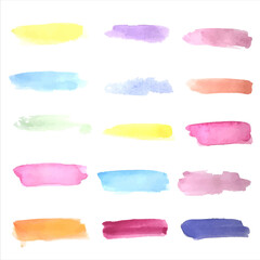 Vector hand drawn set of watercolor strokes