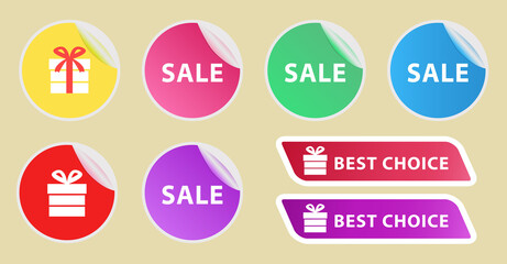 A Set of stickers. Suitable for website design, social networks, printed materials. Vector.