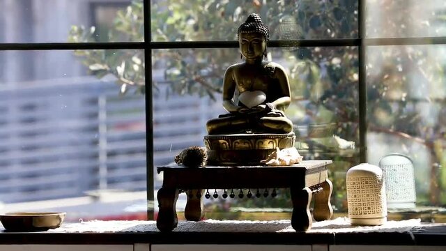 Meditation statue and paraphernalia 