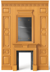 Classic fireplace made of wood