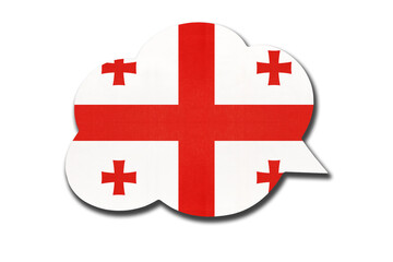 Fototapeta premium 3d speech bubble with Georgia national flag isolated on white background. Speak and learn Georgian language.