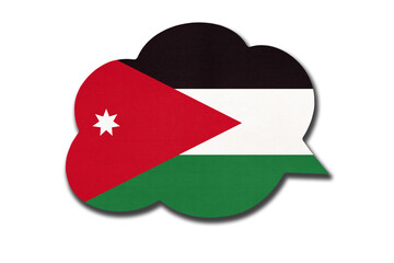 3d speech bubble with jordanian national flag isolated on white background. Symbol of Jordan country.