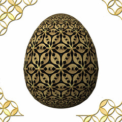 Happy Easter, Artfully designed and colorful 3D easter egg, 3D illustration on white background with frame