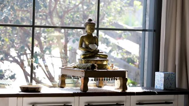 Meditation statue and paraphernalia