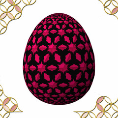 Happy Easter, Artfully designed and colorful 3D easter egg, 3D illustration on white background with frame