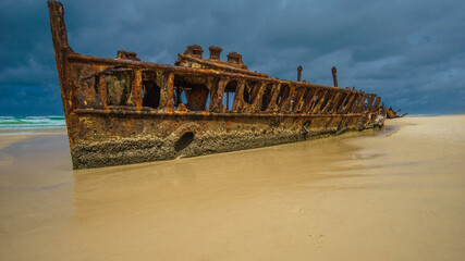 Naklejka premium Fraser Island, Shipwreck, australia, Queensland, beach, ocean