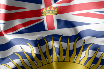 3D illustration flag of British Columbia is a region of Canada.