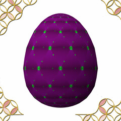 Happy Easter, Artfully designed and colorful 3D easter egg, 3D illustration on white background with frame