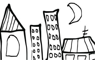 vector bicolor buildings (houses) illustration, background and wallpaper