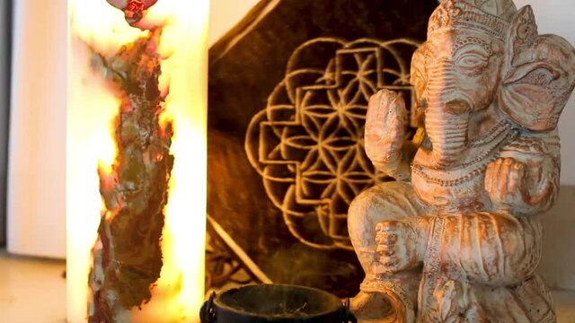 Meditation statue and paraphernalia