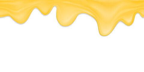 Realistic vector seamless border of melted cheese or cheese fondue