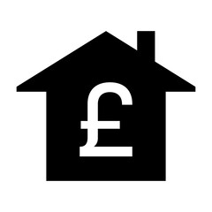 House Symbol with a Pound Sterling Currency Sign Flat Icon. Vector Image.