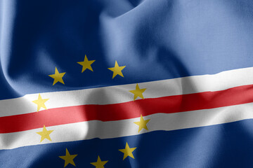 3D rendering illustration closeup flag of Cape Verde. Waving on