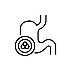 Stomach cancer icon. Malignant neoplasm vector illustration. Editable stroke.