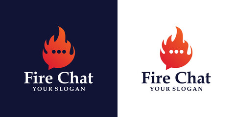 Fire And Chat, Flame Talk Logo Design template