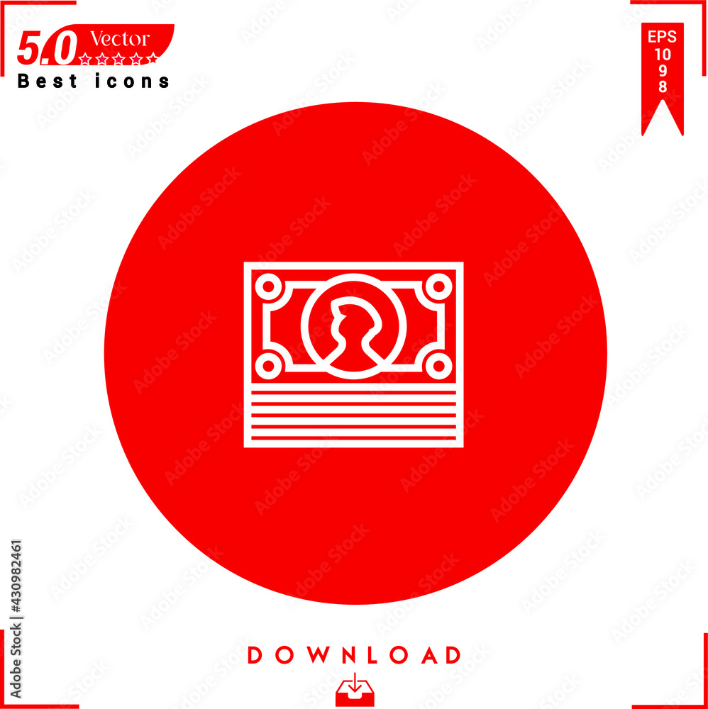 Poster outlines of a white notes icon isolated on a red background. line symbol. graphic design, mobile app