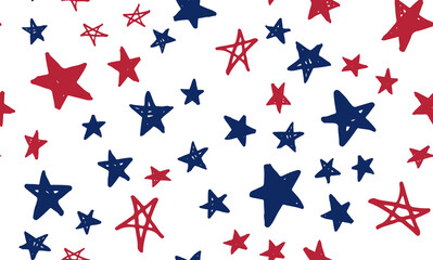 Stars grunge. Independence Day USA. Presidents day. Hand drawn illustration.	
