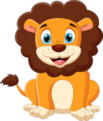 cartoon baby lion posing with smile