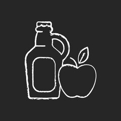 Cider-to-go chalk white icon on black background. Fermented apple juice. Expressed fruit beverage. Alcoholic, nonalcoholic drink varieties. Lemon cider. Isolated vector chalkboard illustration