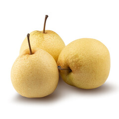 Fresh Chinese pear fruit isolated on white background with clipping path.
