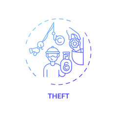 Theft concept icon. Copyright infringement type idea thin line illustration. Copyright violation. Stealing creative works. Using copyright-protected material. Vector isolated outline RGB color drawing