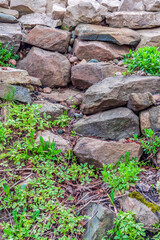 Stacked rocks and plants