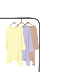 Illustration of clothes on a hanger. Concept for shopping store and bedroom