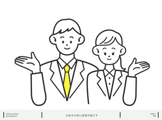 Fototapeta premium 案内する男性と女性 素材