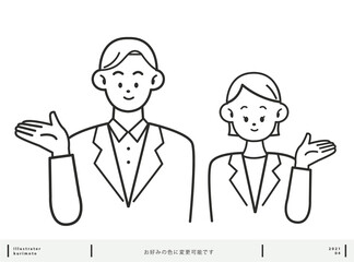 案内する男性と女性 素材