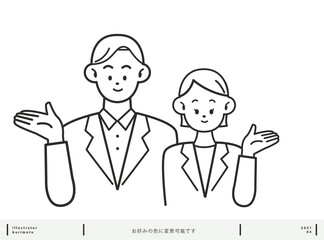 案内する男性と女性 素材