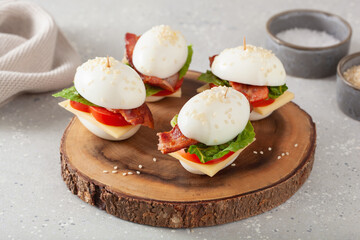 blt egg sandwich with cheese bacon lettuce. healthy keto low carb diet