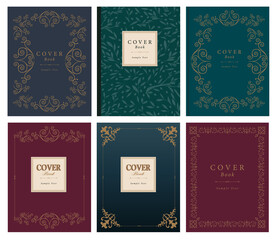 Six ornamental old frames. Antique cover book. Vintage style. Vector Illustration