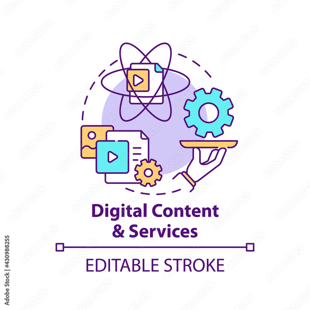 Poster digital content and services concept icon. online communication. internet connection. digital inclus